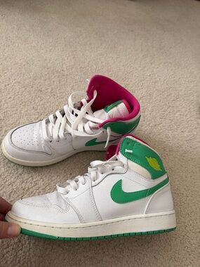 Nike Jordan 1 white green and pink